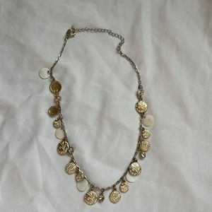 Lia Sophia adjustable necklace. White beads, “gold” beads, Cz beads